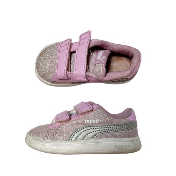 Puma Pink Glitter Sneakers Size 6 - Picture 1 of 10